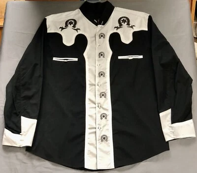 Camisa Charro Para Hombre Camisa Charra El General Western Wear Negra Blanca Manga Larga Foto 1 de 4