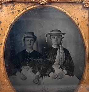 Victorian Ambrotype of Female Couple/ Rare LGBTQ Portrait of Women Holding Hands - Picture 1 of 11