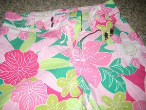 Limited Too Floral Capris Crop Pants Girl Size 10 Slim Pink Green Flowers Summer - Picture 1 of 2