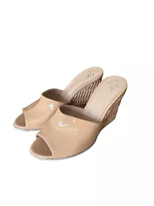 Giuseppe Zanotti Nude Pink Wicker Backless Wedge Size 36.5 - Picture 1 of 7