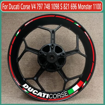 For Ducati Corse V4 797 748 1098 S 821 Wheel Hub Decal Rim Decoration Waterproof - Imagem 1 de 4