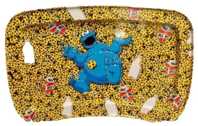 Sesame Street Muppets Cookie Monster Metal TV Bed Lap Tray Serving Table 22”x14” - Image 1 of 4