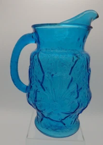 Jarra de vidrio Anchor Hocking con flor de lluvia azul 64 oz 2 cuartos de galón mediados de siglo MCM - Imagen 1 de 7