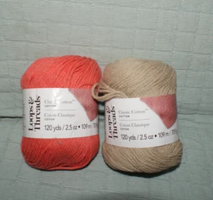 Loops & Threads Classic Cotton Yarn Twine/Coral Knit Crochet Craft Fast Shipping - Picture 1 of 7