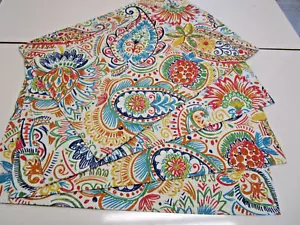 Set of 4 Colorful Cheery Cotton Fabric Placemats Double Sided Floral Paisley - Picture 1 of 4