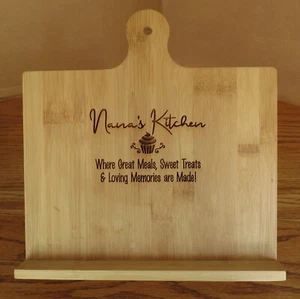Engraved Bamboo Cutting Board Foldable Chef Easel Nana's Kitchen - Picture 1 of 10