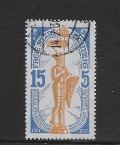 DANZIG SCOTT B25 USED VF - 1937 15pf + 5pf BLUE & YELLOW SEMI-POSTAL ISSUE (B) - Picture 1 of 2