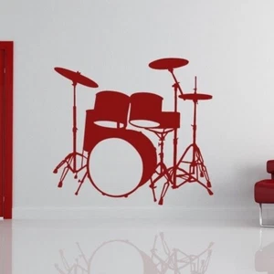Kit de batería instrumento musical pegatina de arte de pared (AS10157) - Imagen 1 de 2