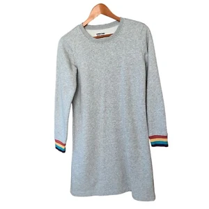 Lands End Serious Sweats Arco Iris Rayas Ribete Sudadera Vestido Gris Talla XS 2-4 - Imagen 1 de 5
