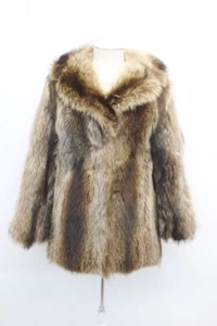 CHAQUETA ABRIGO DE PIEL DE MAPACHE NATURAL COMO NUEVA MUJER TALLA 2-4 PETITE - Imagen 1 de 7