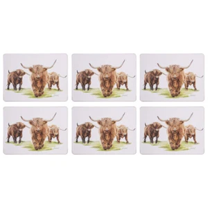 6pc Ashdene Hardboard/Cork 29cm Highland Herd Placemat Dining Table Protector - Picture 1 of 5