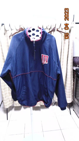 VTG. Minnesota Twins Majestic 1/2 Zip Windbreaker Blue,Red&White Jacket Size 2XL Cover