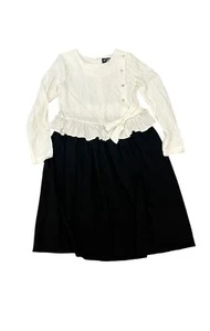 LILI GAUFRETTE GIRL'S DRESS VICTORIAN WHITE BLACK LONG SLEEVE PEPLUM 12 - Picture 1 of 13