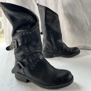 Musse Cloud Falida Mid Calf Moto Biker Boots Women 40 Studded Lightweight Spain - Picture 1 of 24