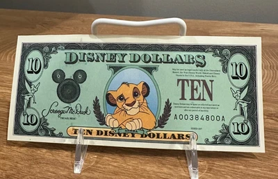 Dólares Disney 1997 $10 Simba Serie AA A00384800A 25 Aniversario Sin Circular Foto 1 de 3