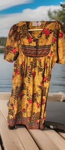 Vestido Patio Años 90 80 Fases Mujer Pequeño Floral Mumuu Resort Abuela - Imagen 1 de 7