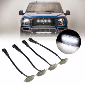 4X LED Grille Lights Raptor Style Smoked Lens White for Chevrolet Silverado 1500 - Picture 1 of 12