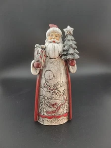 RED AND SILVER SANTA CLAUS Glittery Christmas Decoration 8" Tall 3.5"W - Picture 1 of 9