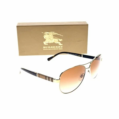 BURBERRY LONDON АВИАТОР СОЛНЦЕЗАЩИТНЫЕ ОЧКИ СВЕТЛО ЗОЛОТО / КОРИЧНЕВЫЙ ГРАДИЕНТ BE3080 1145/13 - Изображение 1 из 4