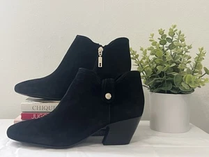 Ivanka Trump Mujer Negro Gamuza Tobillo Cremallera Lateral Tacón Bloque Botines Botas Talla 8.5M - Imagen 1 de 10