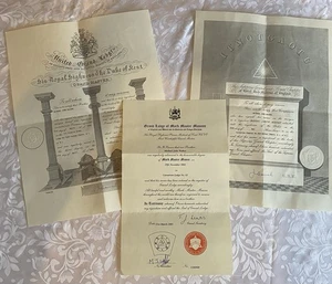 Job Lot Collection of 3 Masonic Certificates (Craft, Royal Arch and Mark). - Picture 1 of 4