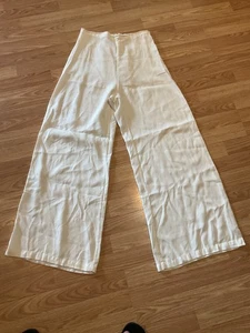 Pantalones Bryn Walker para mujer pequeños con piernas anchas color crema 100 % Tencel - Imagen 1 de 6
