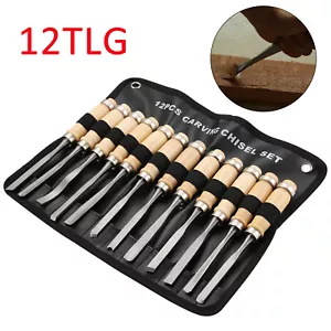 Schnitzwerkzeug Satz 12tlg Hohlbeitels Stechbeitel Stecheisen Schnitzeisen Set - Bild 1 von 12