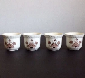 4 tazas de huevos Adams Ironstone inglés real Inglaterra marrón diseño floral RARO de colección - Imagen 1 de 8