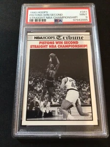 DETROIT PISTONS WIN 2nd CHAMPIONSHIP~1990 Hoops ~PSA 9 MINT - Picture 1 of 2