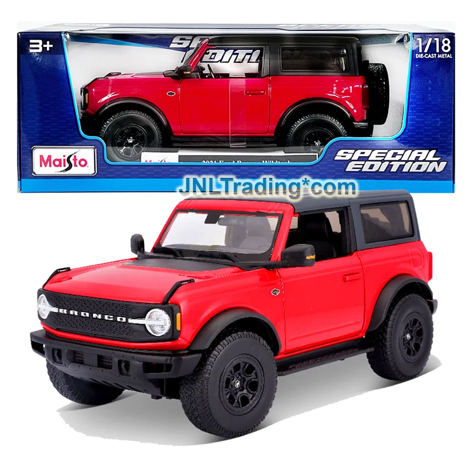 2021 Ford Bronco WILDTRAK Red W/black Top 1/18 Diecast Model Car by Maisto 31456