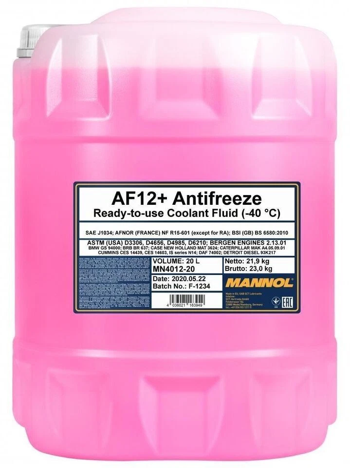 MANNOL AF12+ Longlife Kühlerfrostschutz - Rot, 20L (MN4012-20)