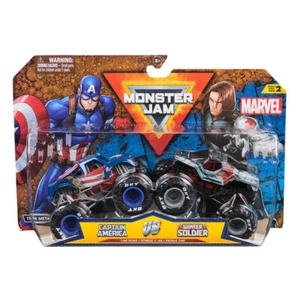 Monster Jam Marvel Captain America VS Winter Soldier 1:64 Diecast Truck 2 Pack - Picture 1 of 3