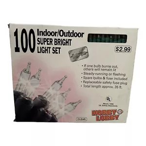 Hobby Lobby Vintage 1999 Clear 100 Super Bright Light Set Indoor/Outdoor 35Ft - Picture 1 of 8