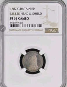 1887 Sixpence NGC Graded PF63 Cameo Proof 6d Münze Auswahl PF Münze - Bild 1 von 2
