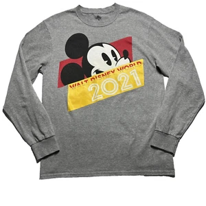 Original Walt Disney World 2021 Parks Mickey Mouse Shirt Medium Langarm grau - Bild 1 von 9