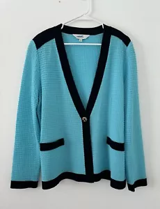 Exklusive Misook Türkis Waffelstrick Karriere Büro Strickjacke Luxe XL *FLECK - Bild 1 von 10