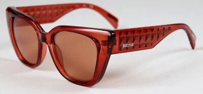 GAFAS DE SOL JUST CAVALLI ROJO BRILLANTE 53 MM OJO DE GATO TRANSPARENTES JC782S 66U AUTÉNTICAS Foto 1 de 4