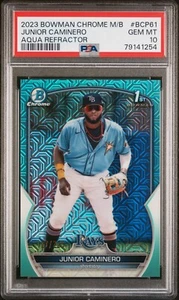 Junior Caminero 2023 Bowman Chrome Mega Aqua Mojo Card 127/225 #BCP-61 PSA 10 - Picture 1 of 2