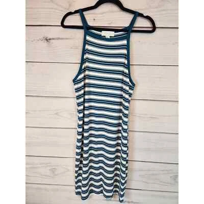 Forever21 Women's White Blue Striped Stretch Sleeveless Mini Dress Size 1X NWT - Image 1 of 4