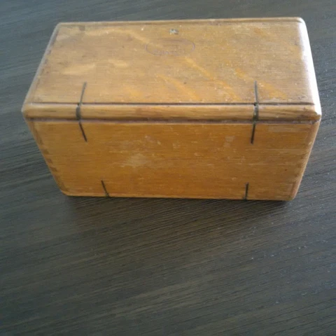 Singer Sewing wooden puzzle box oak vintage antique VG condition patented 1839 Cover
