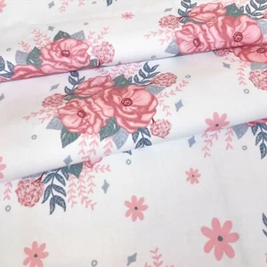 Tessuto di design di Sara K Rose ramoscello rosa grigio bianco STAMPA DIGITALE larghezza 160 cm - Foto 1 di 2