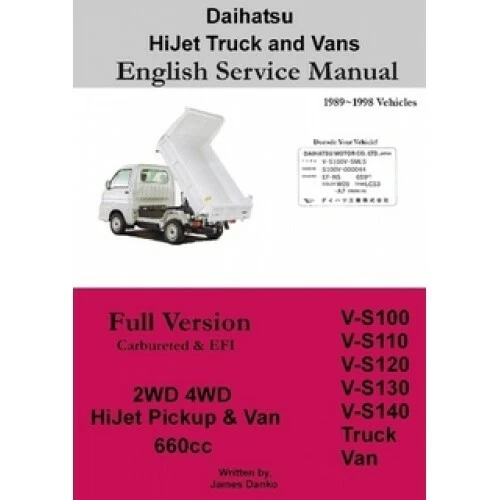Daihatsu Hijet English Service Manual Shop repair Manual S82 S83 S100 S110 model