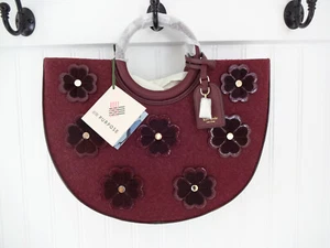 Neu mit Etikett neu Kate Spade absichtlich Kirschholz Handtasche Tasche Beuteltasche burgunderrot Blumenapplikation - Bild 1 von 8
