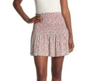 Elodie Mini Skirt Floral Print Smocked Elastic Waist M Multicolor Spring NWT - Picture 1 of 11