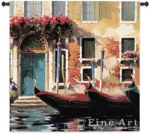 Venezianische Gondeln I Stadtbild Wandteppich Venedig Stadt Straßenszene 53"x53" - Bild 1 von 1