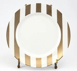 Mark Blackwell Fine Porcelain Speiseteller; Markisen Florentiner Platinstreifen - Bild 1 von 4