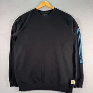 Carhartt Crewneck Sweatshirt Mens Large Tall Loose Fit Black Fleece 105941-001 - Picture 1 of 13