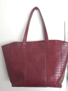 Neiman Marcus Burgundy Faux Leather Large Tote Bag - Picture 1 of 8