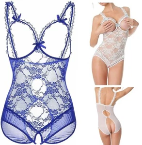 Body babydoll lingerie donna sexy teddy pezzo unico pizzo taglia S-M/8-14 - Foto 1 di 9