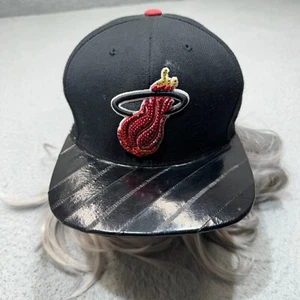 Miami Heat Hat Cap Snap Back Black Mitchell Ness Hardwood Rhinestone Wool NBA - Picture 1 of 17